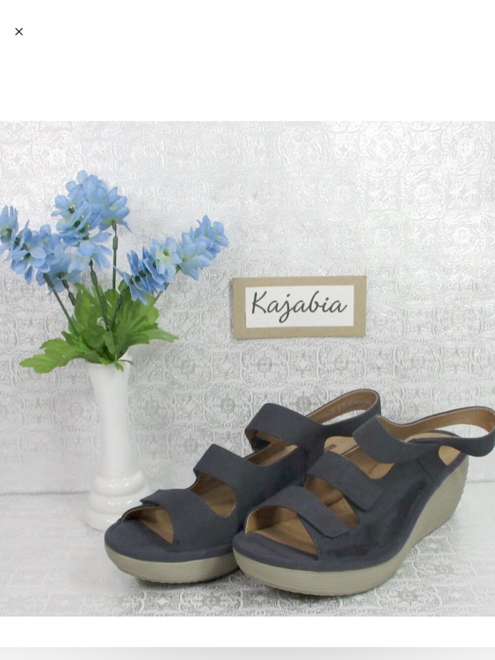 CLARKS Nubuck Triple Strap Wedge in Navy Blue Color Size 10M